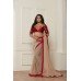 BEIGE AND RED INDIAN DESIGNER PARTY WEAR SAREE